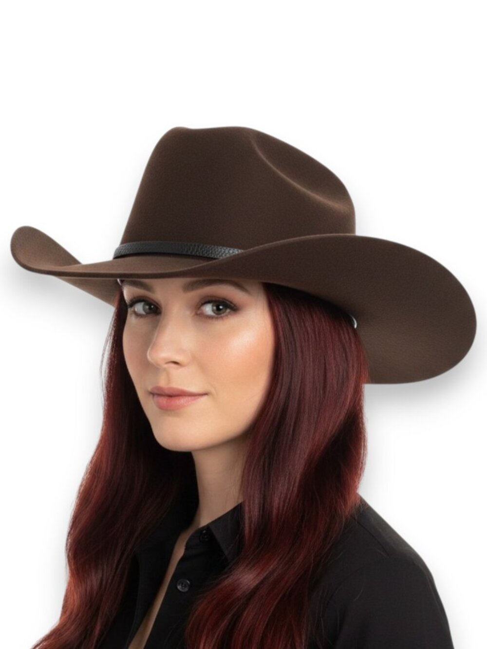 Western Brown Wide Brim Cowboy Hat with Buckle Band  NWT